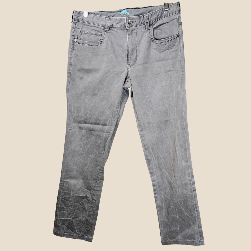 Tommy Bahama 5-Pocket Pants Men 32 x 32 Gray Stretch Boracay Flat Front